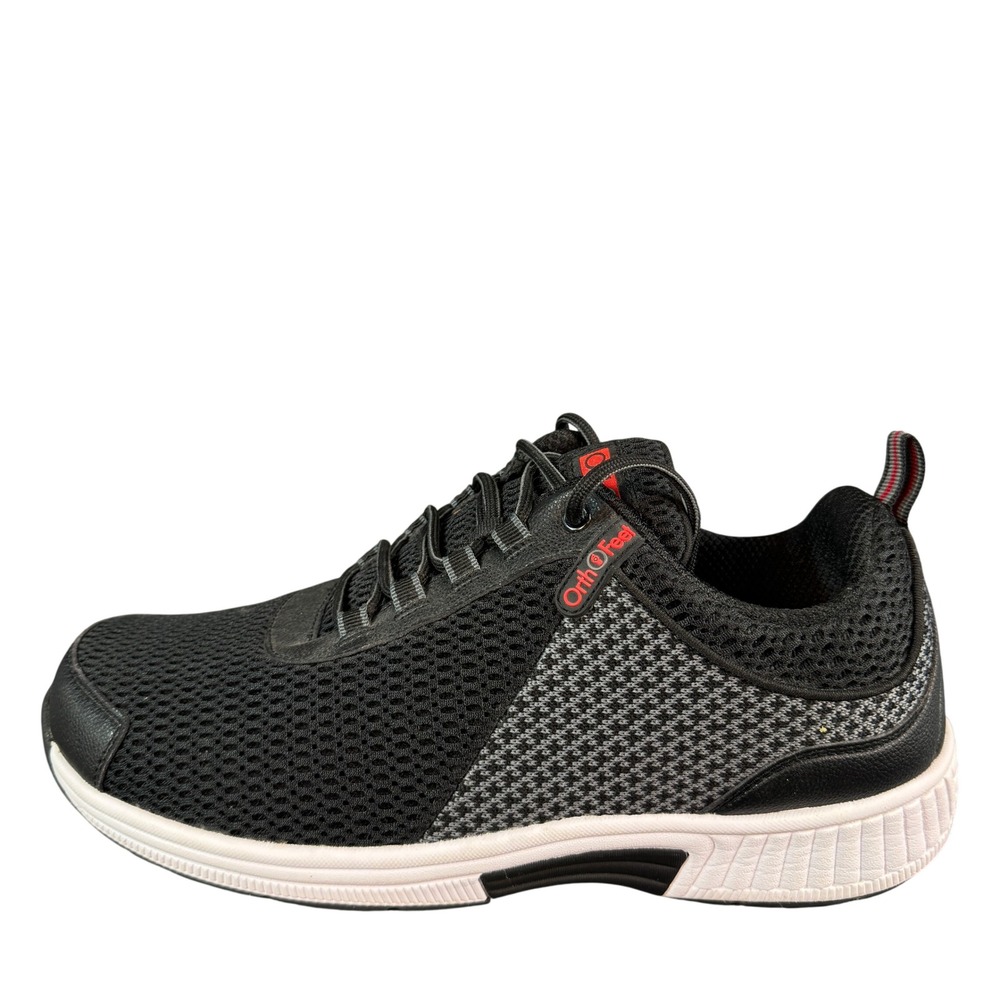 Orthofeet Edgewater Mens Black Grey Mesh Orthopedic Walking Shoes Sneakers